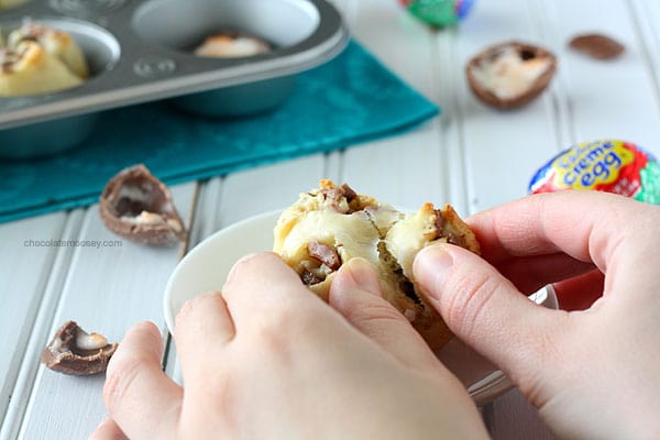 Cadbury Creme Egg Pull Apart Sweet Rolls | www.chocolatemoosey.com