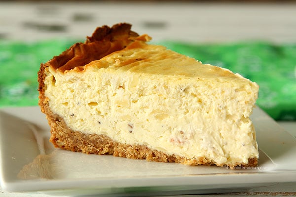Irish Cheese and Bacon Cheesecake with Walnut Crust | www.chocolatemoosey.com