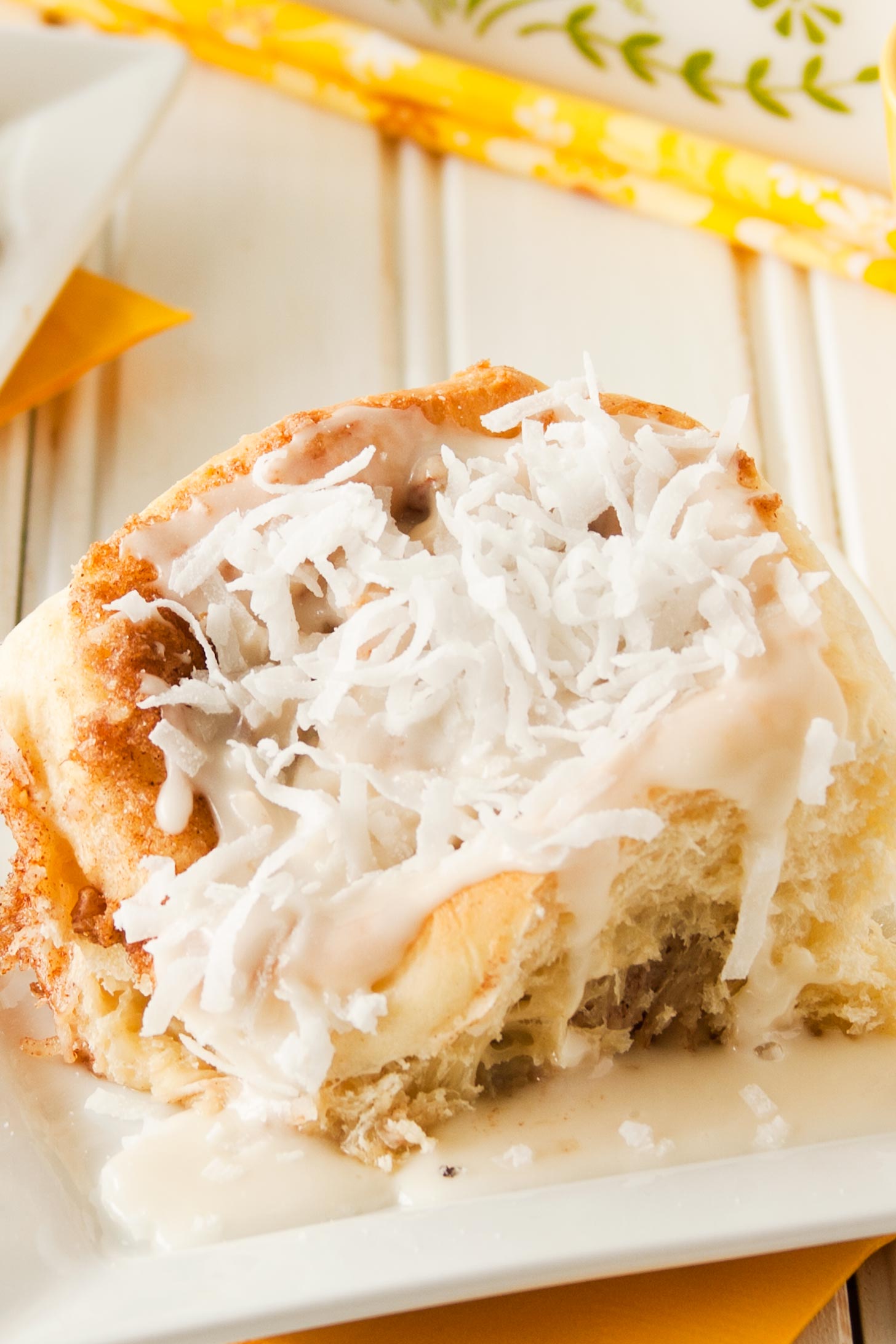 Close up of lemon yeast rolls