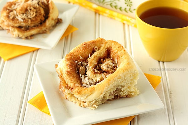 Lemon Coconut Cinnamon Rolls | www.chocolatemoosey.com