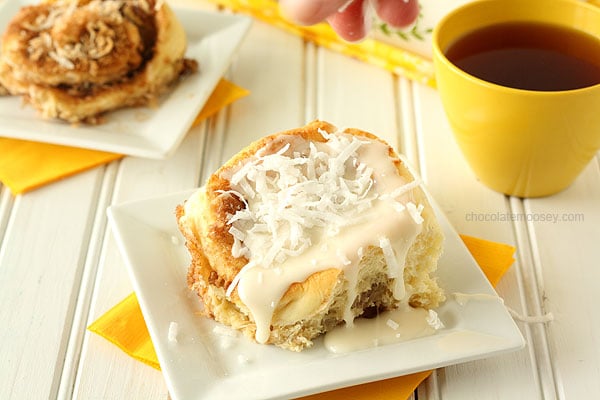 Lemon Coconut Cinnamon Rolls | www.chocolatemoosey.com