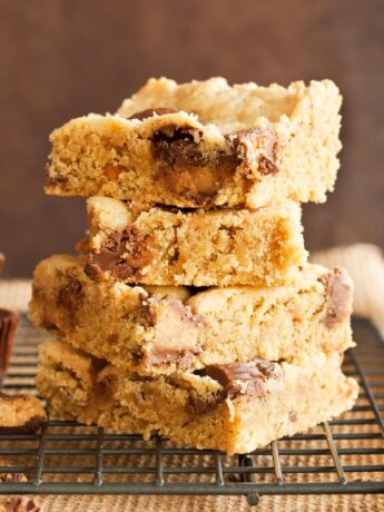 Stack of peanut butter cookie bars