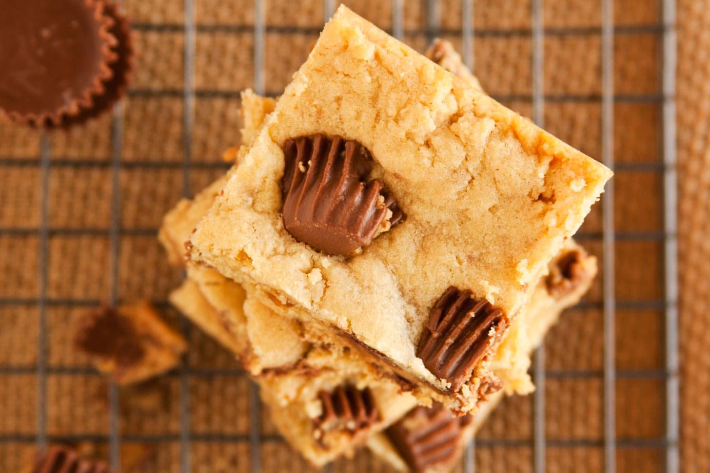 Close up of peanut butter bar cookies