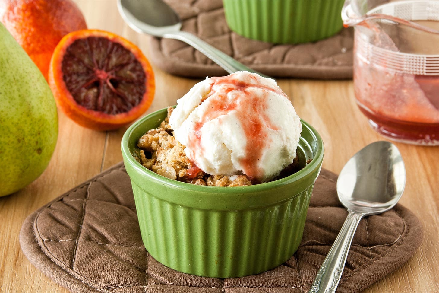Pear Crisp with Blood Orange Sauce - Homemade In The Kitchen
