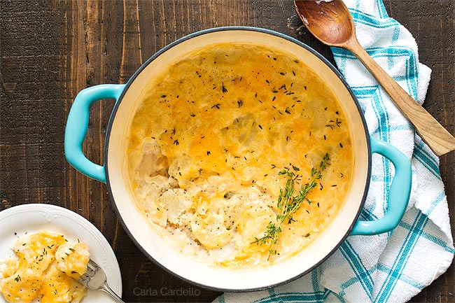 scalloped potatoes in a dutch oven