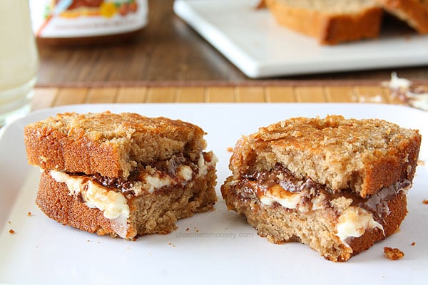 Grilled Nutella Cheesecake Sandwich | www.chocolatemoosey.com