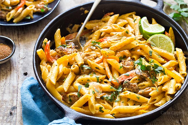 Close up of Chicken Fajita Pasta