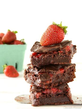 Chocolate Covered Strawberry Brownies made with fresh strawberries
