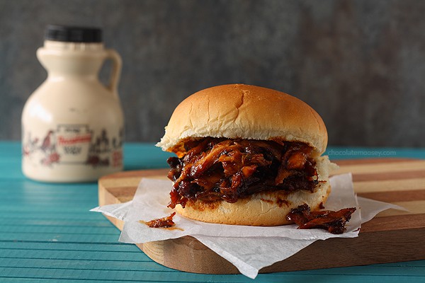 Maple BBQ Pulled Chicken Sandwiches | www.chocolatemoosey.com