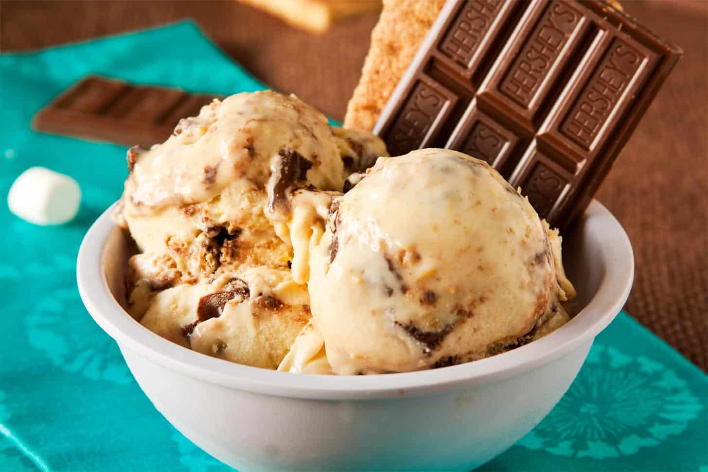 Close up of Smores Ice Cream with toasted marshmallows