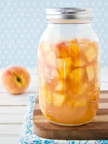 Peach pie filling in large jar