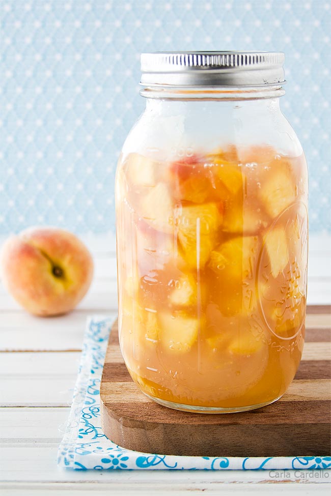 Peach pie filling in large jar