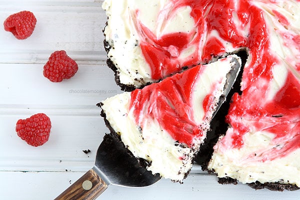 Raspberry Swirl Cheesecake Tart | www.chocolatemoosey.com