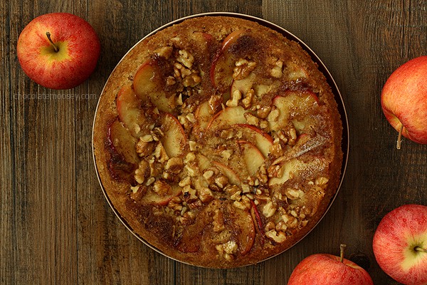 Apple Walnut Upside Down Spice Cake | www.chocolatemoosey.com