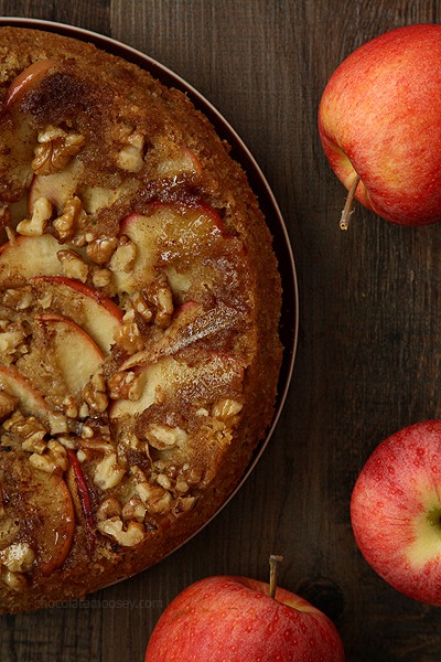 Apple Walnut Upside Down Spice Cake | www.chocolatemoosey.com