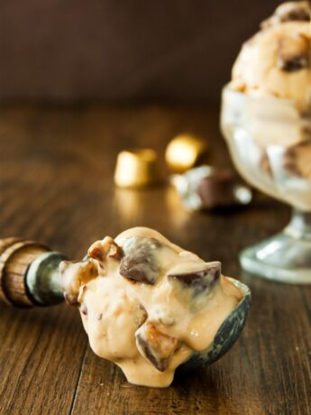 Scoop full of caramel ice cream