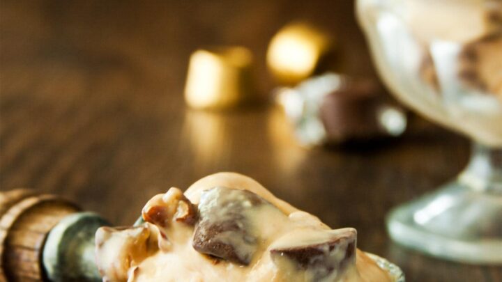 Scoop full of caramel ice cream