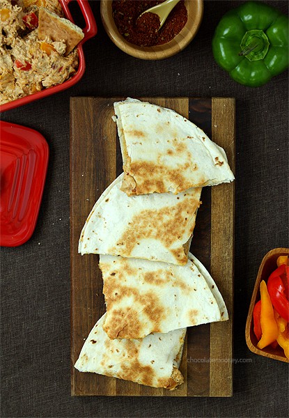 Chicken Fajita Dip and Quesadillas | www.chocolatemoosey.com