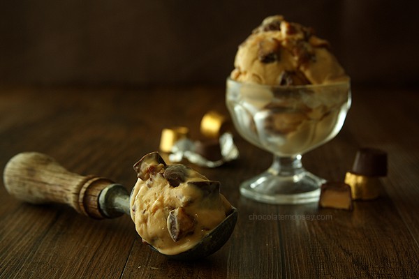 Triple Caramel Pecan Rolo Ice Cream | www.chocolatemoosey.com