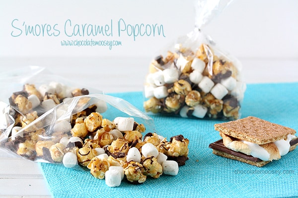 S'mores Caramel Popcorn | www.chocolatemoosey.com