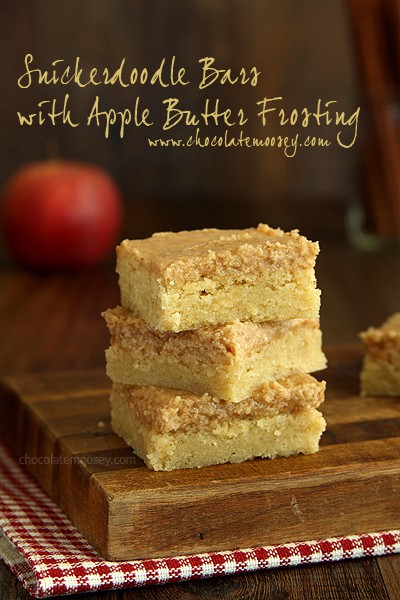 Snickerdoodle Cookie Bars With Apple Butter Frosting | www.chocolatemoosey.com