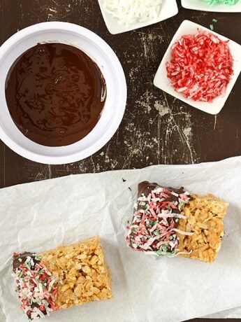 Small Batch Peanut Butter Rice Krispie Treats made in a loaf pan
