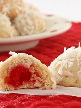 Cherry Coconut Snowball Cookies