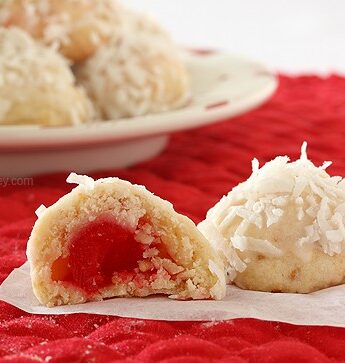 Cherry Coconut Snowball Cookies