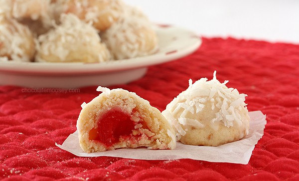 Cherry Coconut Snowball Cookies