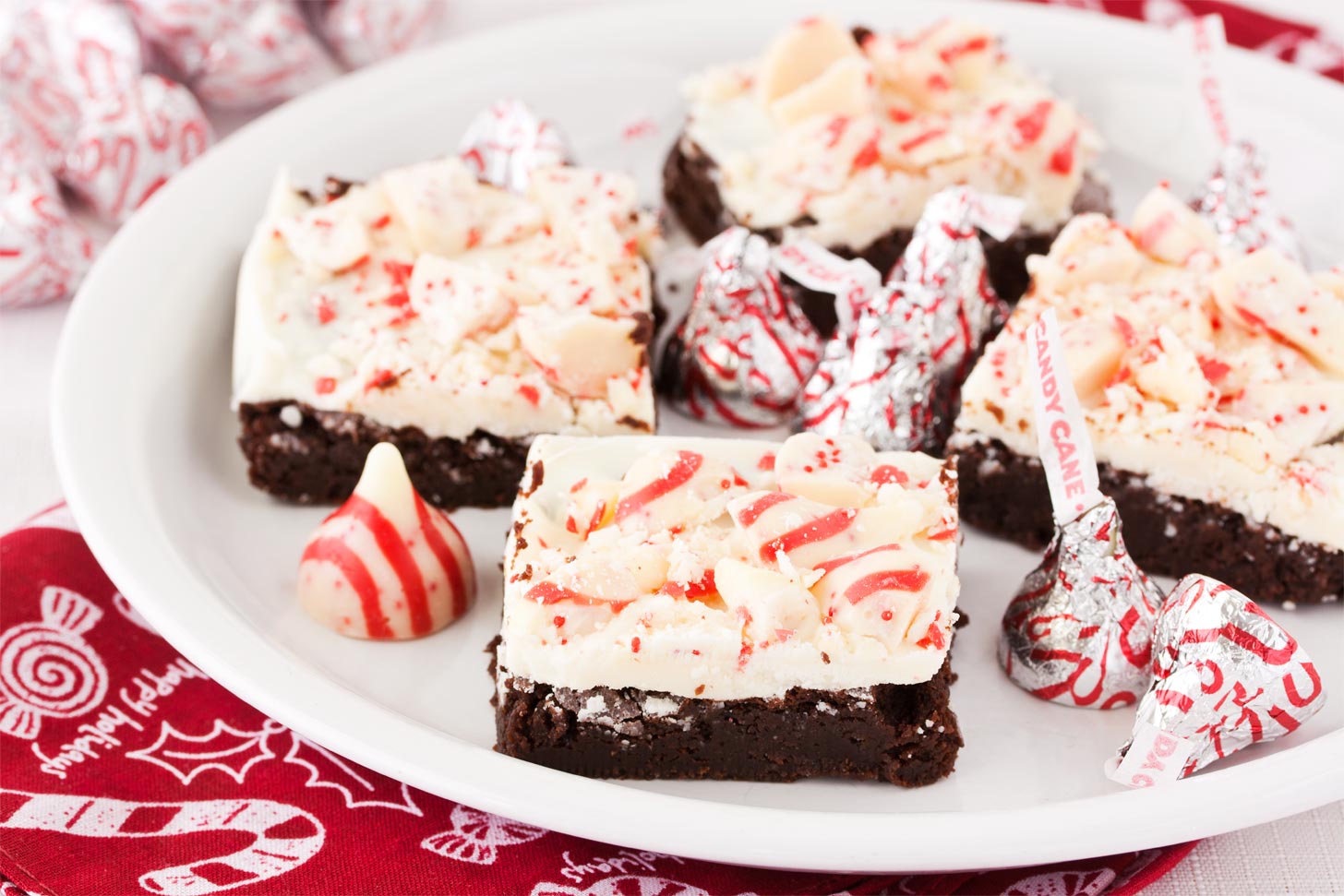 Peppermint brownies with white chocolate bark