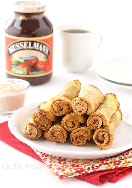 Apple Butter French Toast Roll Ups with Apple Butter Cream Cheese Dipping Sauce