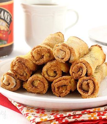 Apple Butter French Toast Roll Ups with Apple Butter Cream Cheese Dipping Sauce