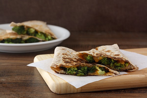 Roasted Broccoli and Cheese Quesadillas