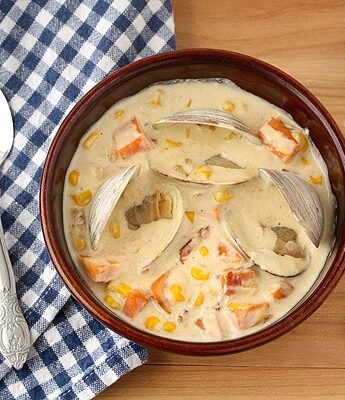 Sweet Potato and Corn Clam Chowder