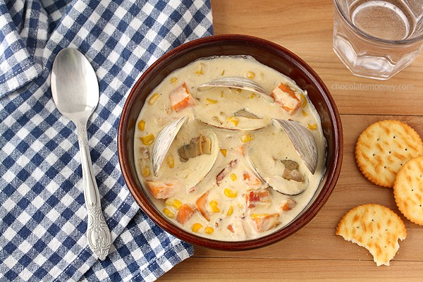 Sweet Potato and Corn Clam Chowder