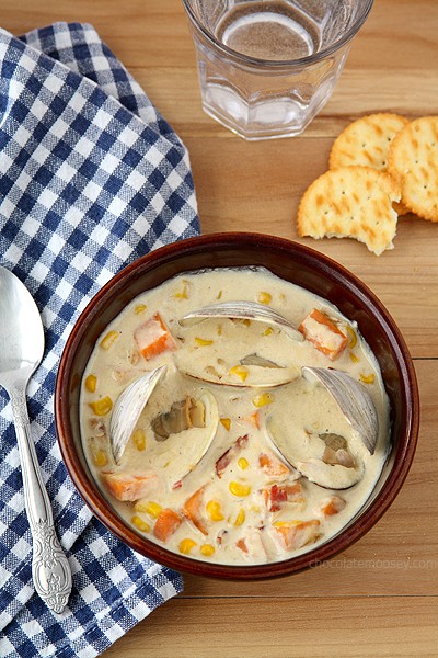 Sweet Potato and Corn Clam Chowder