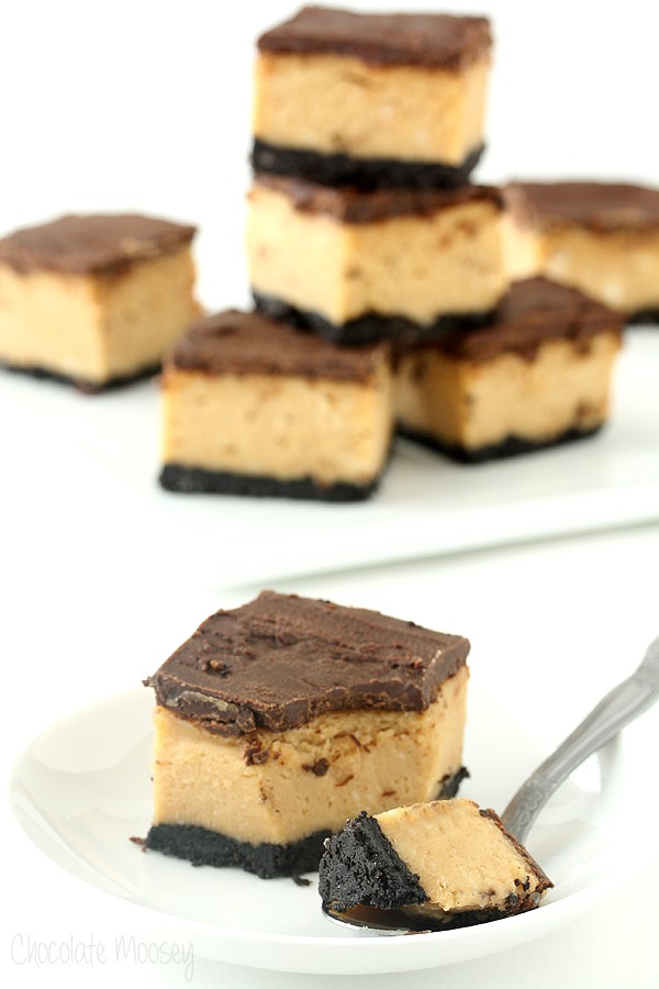 Buckeye (Chocolate and Peanut Butter) Cheesecake Bars