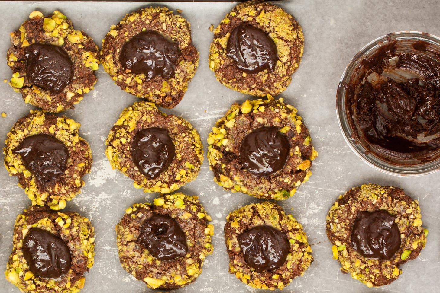 Chocolate Thumbprint Cookies filled with ganache