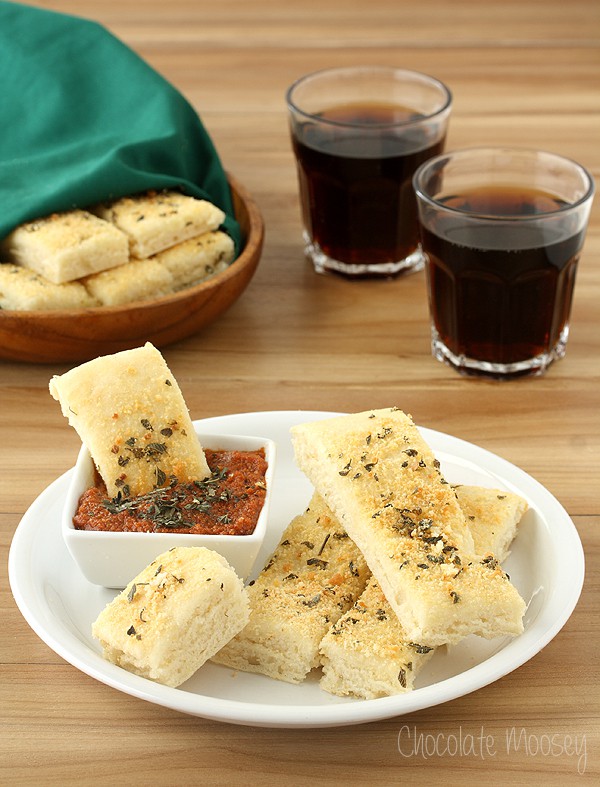 Soft Garlic Parmesan Breadsticks (Pizza Hut Style) with Pepperoni Dipping Sauce