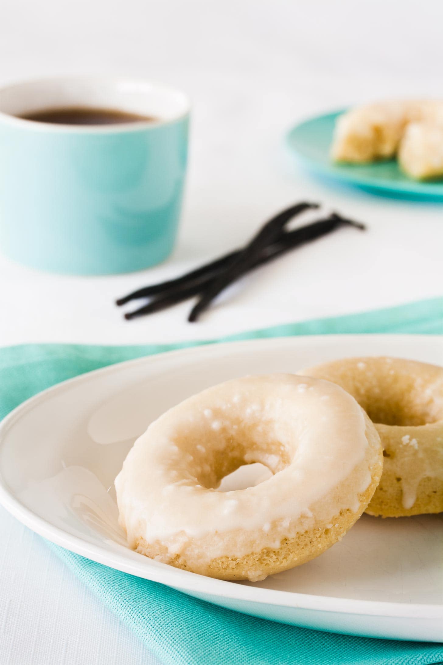 Vanilla doughnuts on plate