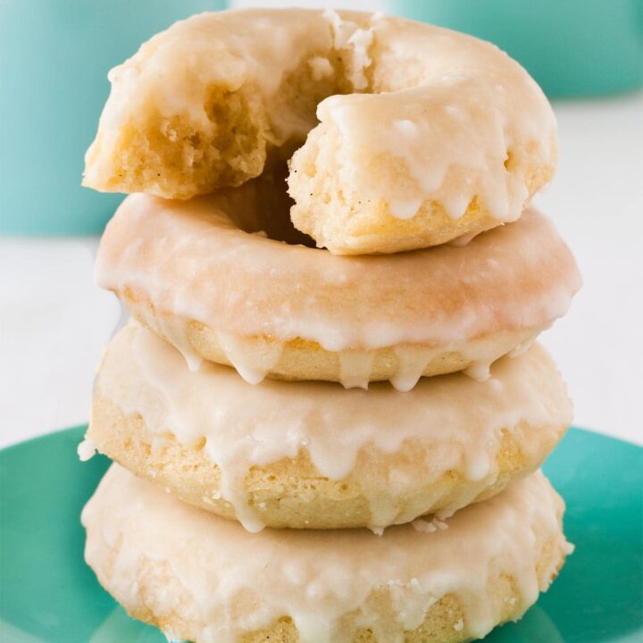 Baked Donuts stacked on top of each other