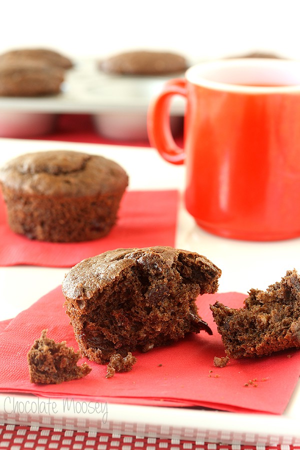 Chocolate-Chocolate Chip Cherry Muffins