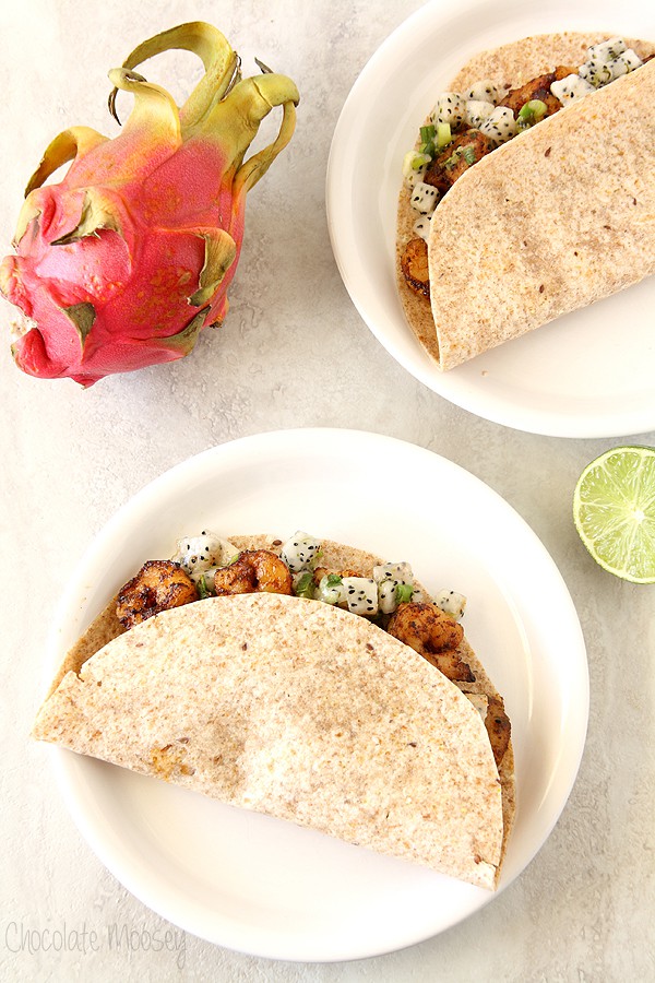 Fajita-Spiced Shrimp Tacos With Dragon Fruit Salsa