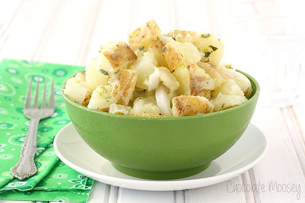 Italian Potato Salad in green bowl