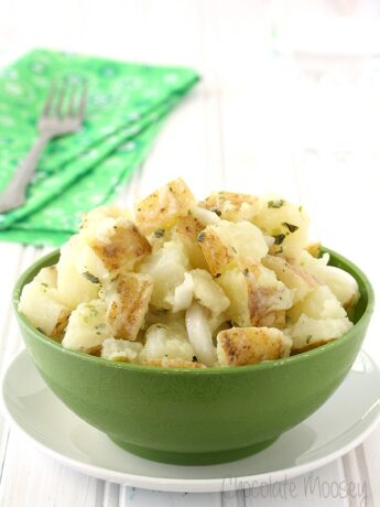 Italian potato salad in a green bowl