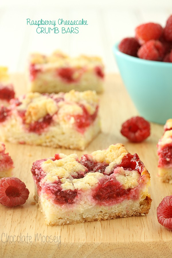 Raspberry Cheesecake Crumb Bars #RaspberryDesserts