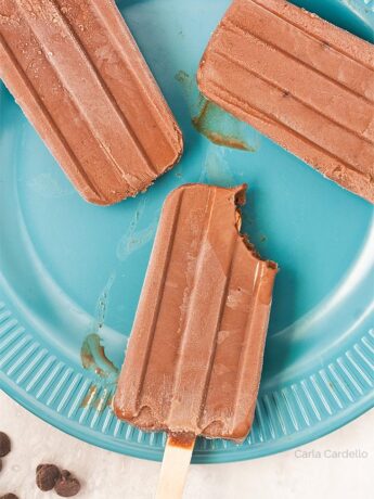 Homemade Fudgesicle with a bite taken out