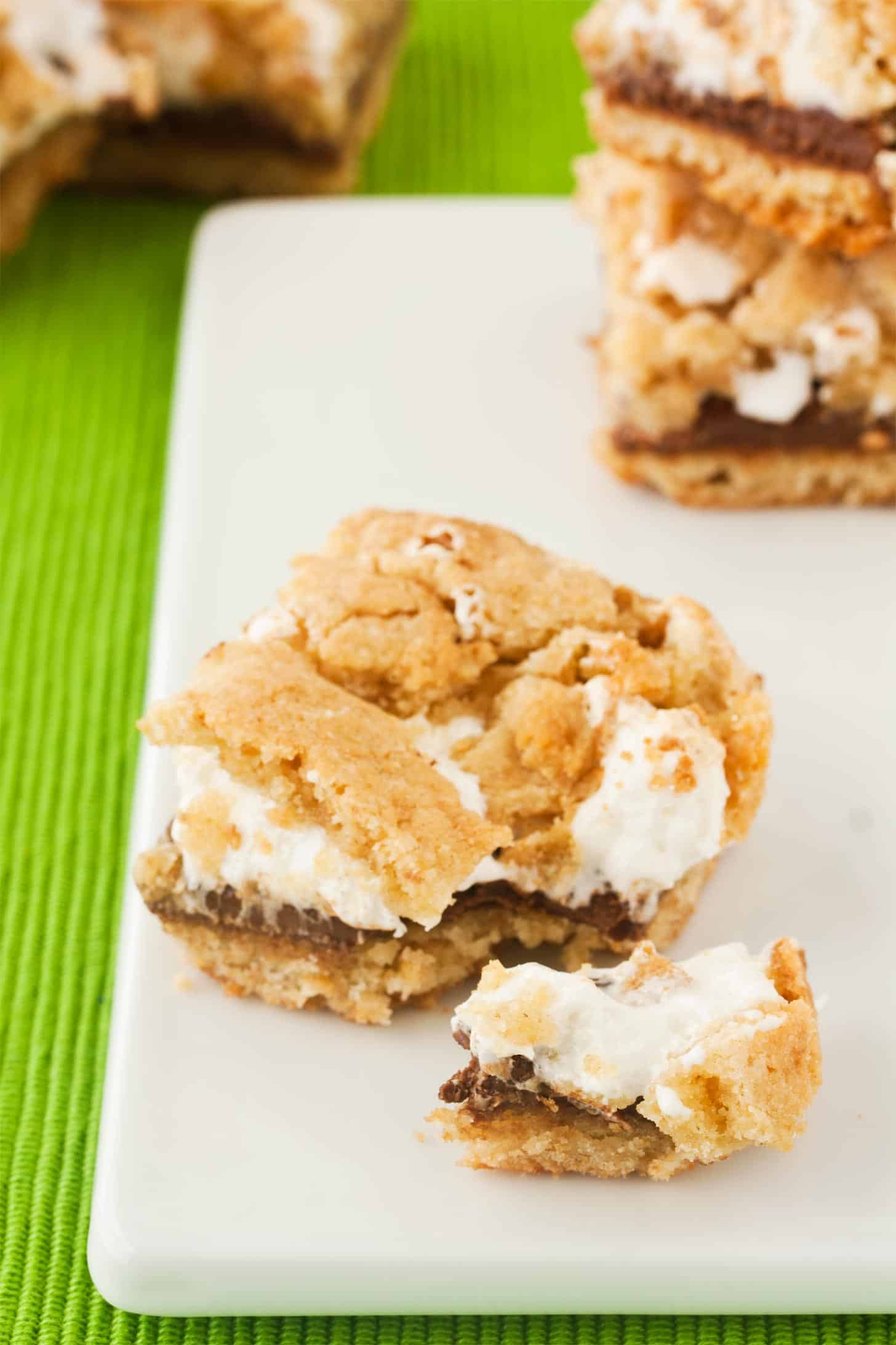 Smores Bars with cornered pulled off