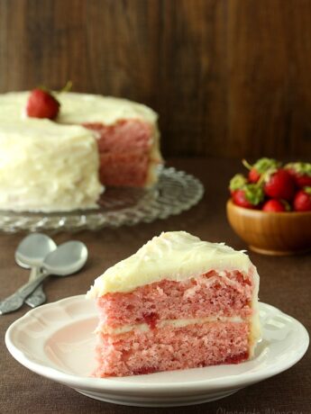 Strawberry Layer Cake with Cream Cheese Frosting with no cake mix and no strawberry jello