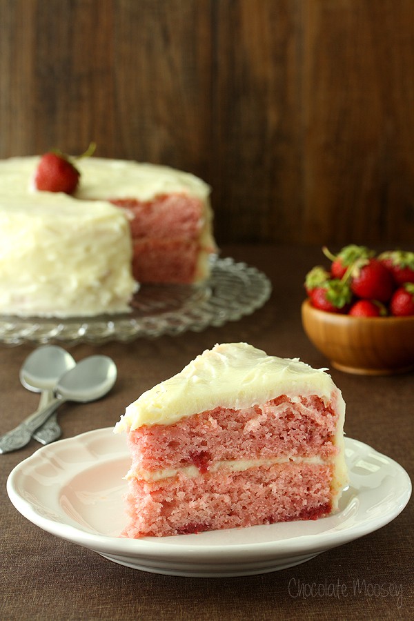 Strawberry Layer Cake with Cream Cheese Frosting with no cake mix and no strawberry jello